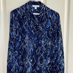 Nine West Navy Blouse with Tie Front